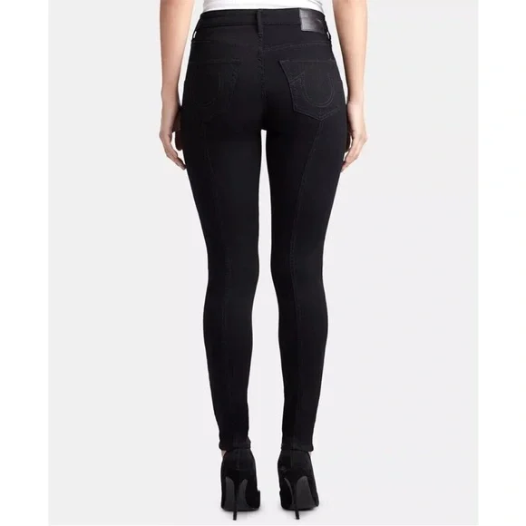 True Religion Halle Mid Rise Super Skinny Black Jeans - Picture 2 of 12
